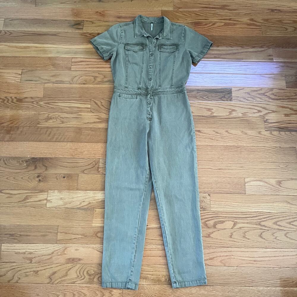 Young Fabulous & Broke Coveralls Womens Medium Military Green Utility Jumpsuit M